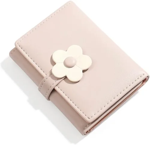 Miniatura 33 de MEISEE Billetera pequeña para niñas y mujeres, billetera de tres pliegues, bolsillo para efectivo, con estampado de flores, monedero con ventana