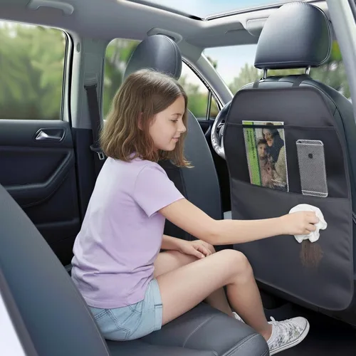 Miniatura 7 de Viaviat Protector de asiento de automóvil grande, paquete de 2 fundas duraderas resistentes al agua para respaldo de asiento de automóvil con 2 Negro