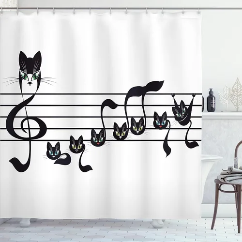 Miniatura 93 de set de cortina para baño decorativa de tela de poliéster con ganchos