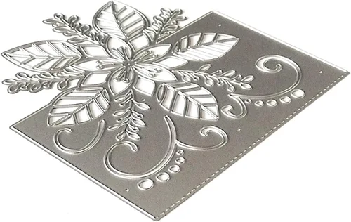 Miniatura 4 de hinana Hojas de flores de Navidad troqueladas de metal, troqueles de borde de flores, plantillas cortadas para álbumes de recortes, álbumes