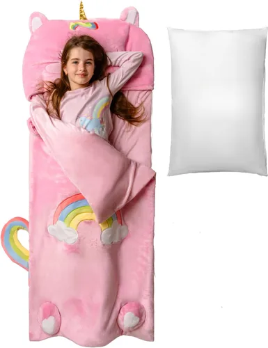 Miniatura 7 de Saco de dormir para niños y niñas, brilla en la oscuridad para mayores de 3 años, grande con bolsillo para almohada, manta extra suave para niños
