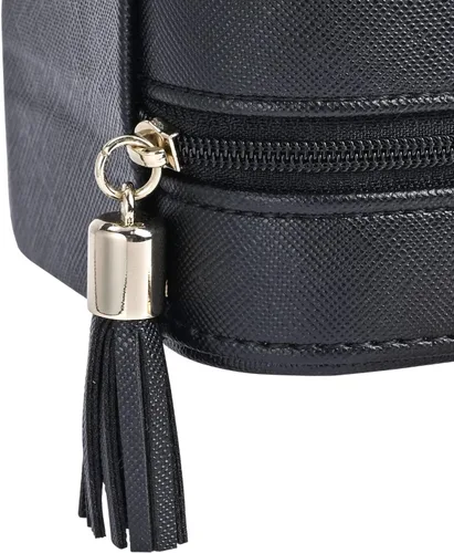 Miniatura 3 de Joyero de viaje de cuero de lujo para mujer, mini organizador de joyería pequeña, estuche de viaje portátil para anillos, aretes, collares