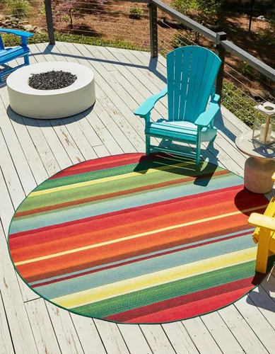 Miniatura 12 de Unique Loom Outdoor Modern Collection - Alfombra de área Jaco (4 pies 1 pulgada octágono multi/azul claro)