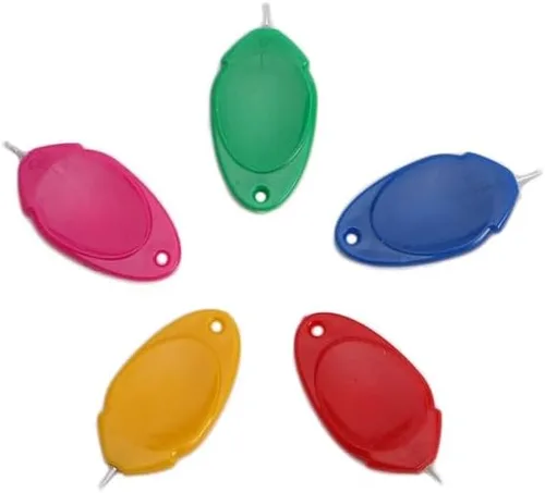 Miniatura 2 de 10/20 agujas simples de plástico para manualidades, enhebradores de agujas en forma de hoja de plástico para máquina de coser, bordados de bricolaje