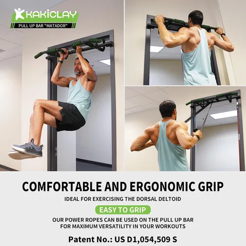 Miniatura 2 de KAKICLAY Nueva barra de dominadas mejorada para puerta con agarre ergonómico - Capacidad de hasta 440 libras, sin atornillar ni deslizamiento