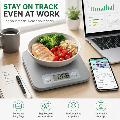 Miniatura 8 de URAMAZ Báscula de alimentos con calculadora nutricional, báscula digital de alimentos para báscula de cocina gramos y onzas, báscula inteligente