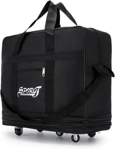 Miniatura 2 de Bolsa de lona expandible con ruedas giratorias, maleta, plegable, expandible, Negro -, Moda moderna