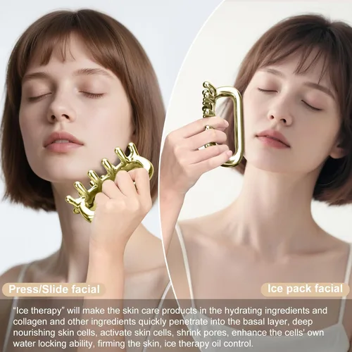Miniatura 4 de Herramienta de masaje para fascia, terapia de hielo inoxidable, herramientas de punto gatillo para celulitis, herramienta de masaje para hombro, Oro