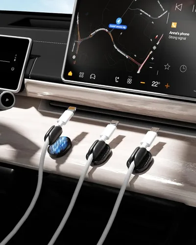 Miniatura 7 de Paquete de 6 soportes organizadores de cables Puretor – Fuerte adhesivo y gestión de cables de escritorio magnéticos, organiza sin esfuerzo cables