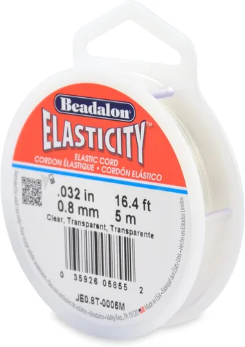 Beadalon Elasticity - Cordón elástico (0,8 mm, 5 m), transparente