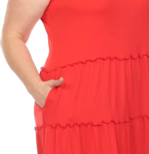 Miniatura 4 de Vestido midi escalonado con cuello redondo y talla grande para mujer