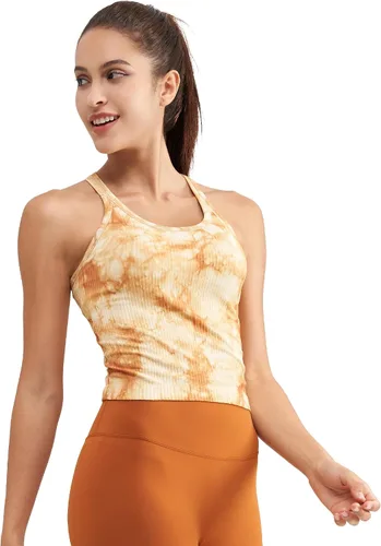 Miniatura 54 de sphinx cat - Camiseta corta de entrenamiento para mujer, camiseta sin mangas, acanalada, con espalda cruzada y brasier integrado