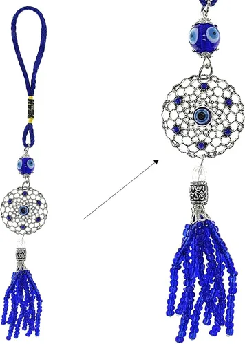 Miniatura 11 de LUCKBOOSTIUM Amuleto único y elegante contra el mal de ojo con cuentas de cristal azul para colgar en el auto, dijes para fuerza, protección