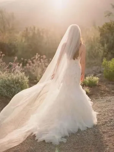 Miniatura 2 de Pefantal Elegante velo de novia largo suave de 118 pulgadas con peine velo de alta calidad para vestidos de novia de una sola capa