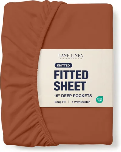 Miniatura 16 de Lane Linen Sábana Ajustable Individual Solamente - Sábana Inferior Individual de Punto Elástico en 4 Direcciones con Bolsillos Profundos - Se Adapta