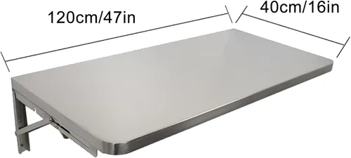 Miniatura 4 de Mesa de acero inoxidable para colgar en la pared, mesa de trabajo para computadora portátil que ahorra espacio, mesa colgante plegable para estudio