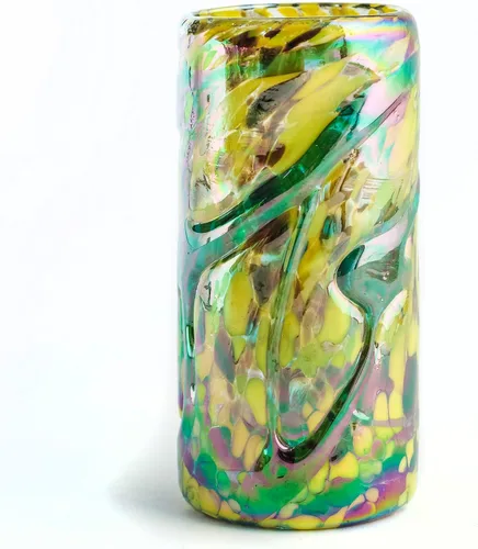 Miniatura 7 de Juego de vasos de tequila mexicanos especiales, soplados a mano con color y textura únicas de 4 piezas - Confeti (Brillo dorado)