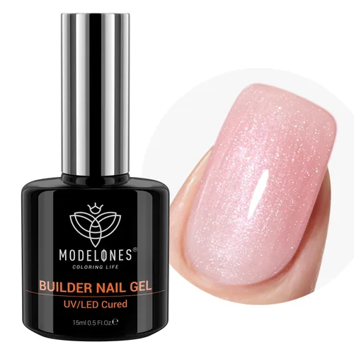 Miniatura 16 de modelones Gel base de goma de fibra para uñas, 0.5 fl oz (0.5 fl oz), base de goma de vidrio transparente, esmalte de gel, fortalecedor de uñas
