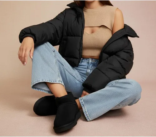 Miniatura 88 de CUSHIONAIRE, Hip 2 - Botas de nieve de gamuza auténtica para mujer, sin cordones, con cómodo forro de piel de oveja sintética + espuma viscoelástica