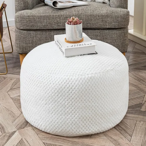 Miniatura 18 de Asuprui Puf Otomano Redondo Sin Relleno Puf Otomano Sin Relleno Reposapiés de Piel Sintética Suave 20x20x12 Pulgadas Silla Mullida Puf de Suelo