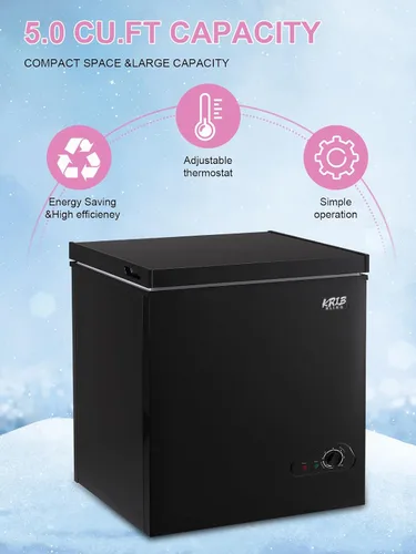 Miniatura 2 de KRIB BLING Congelador de pecho, termostato ajustable, congeladores compactos con cesta de almacenamiento extraíble para casa, cocina, garaje, Negro