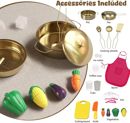 Miniatura 7 de BVIUNTWO Juego de Cocina de Juguete Grande, Juego de Cocina para Niños de Esquina Giratorio con Luces y Sonidos Reales, Fregadero de Juguete