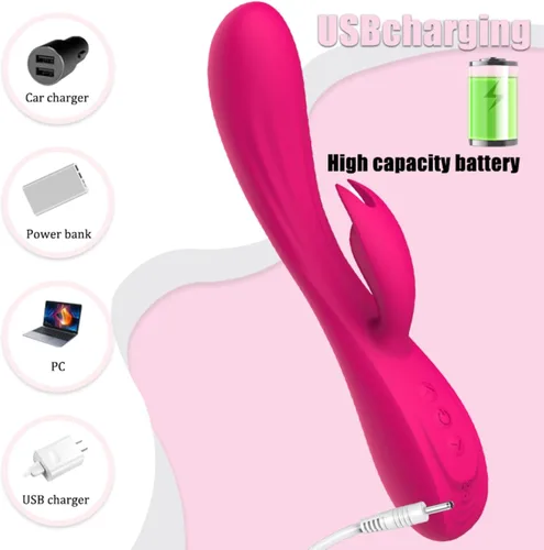 Miniatura 5 de Vibrador Conejo Vibrador Punto G Consolador para Mujeres Clítoris Doble Vibración Pezón para Adultos Juguetes Sexuales