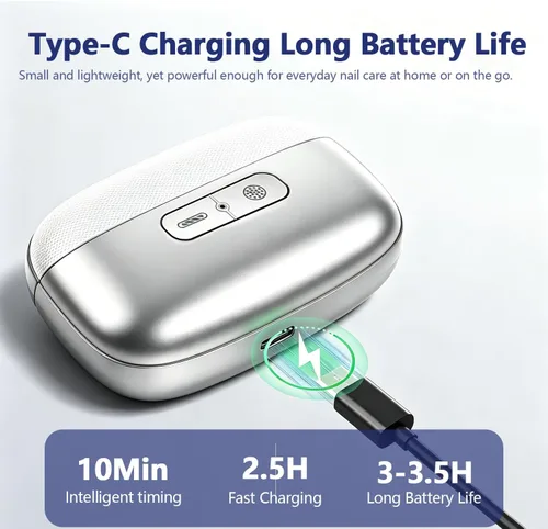 Miniatura 4 de Cortaúñas eléctrico, 3 en 1, pulido eléctrico automático con tapa magnética recargable por USB, cortaúñas inteligente portátil para uñas gruesas