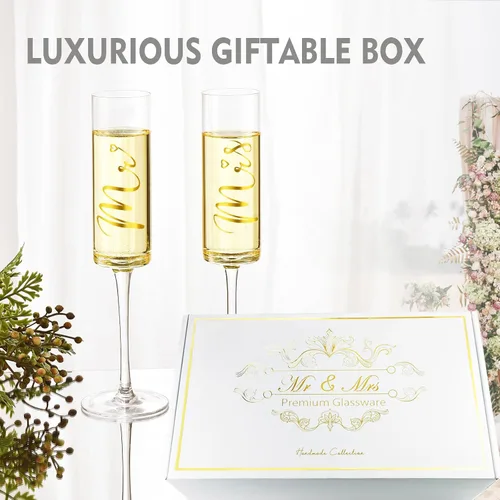 Miniatura 3 de ROXBURGH Juego de cuchillos y servidores para tartas de boda, novios, flautas y tenedores de champán con caja de regalo, juego de corte de pastel