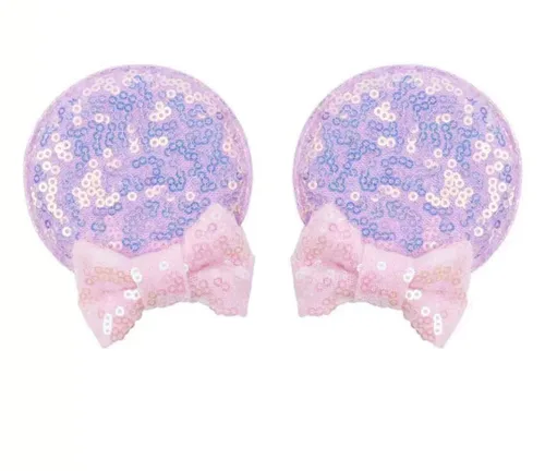 Miniatura 15 de CLGIFT Diadema para el pelo, Minnie Ears para bebé/niño pequeño, diadema flexible, lentejuelas en ambos lados, lilo, niñas