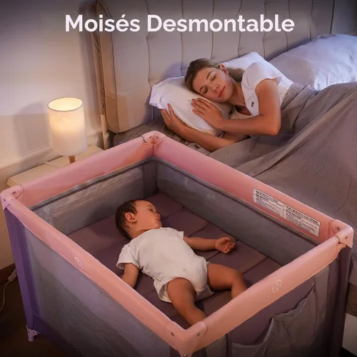 Miniatura 2 de Pamo Babe Empaca y juega con el moisés, corralito portátil rosa para bebé