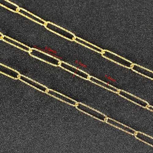 Miniatura 3 de YOUBEIYEE Cadena de acero inoxidable de 16.4 pies para hacer joyas, cadenas chapadas en oro con clip en relieve, a granel con anillos de salto