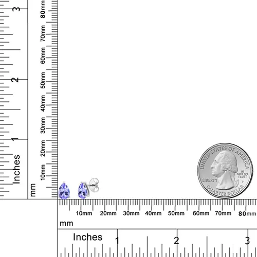 Miniatura 2 de Gem Stone King Aretes de plata de ley 925 con piedra natal y pera Aretes de tuerca en forma de pera de 0.276 x 0.197 in para mujer