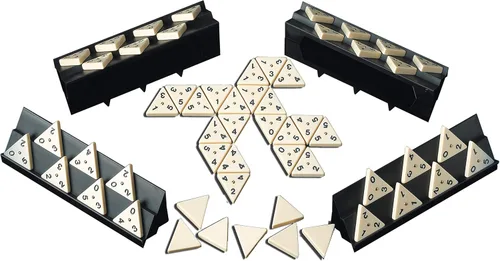 Miniatura 2 de Pressman Tri-Ominos - Azulejos triangulares de edición Deluxe con hilanderos de latón, 5 pulgadas