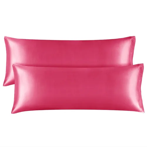 Miniatura 99 de Bedelite Funda de almohada de satén para el cuerpo, súper suave y refrescante, para el cabello y la piel, transpirable, sedosa y larga, 20 x 54 Rosa