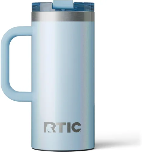 Miniatura 26 de RTIC - Taza de viaje para viajes de 16oz con tapa y asa, forrada en cerámica, aislada, de acero inoxidable, metálica, de doble pared con aislamiento