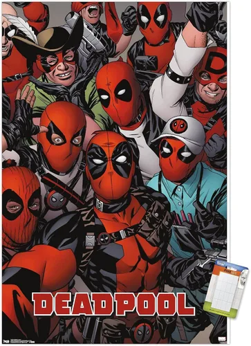 Miniatura 10 de Marvel Comics Deadpool - Póster de pared con caras, 22.4 pulgadas de largo x 14.7 pulgadas de ancho, versión enmarcada de madera de granero