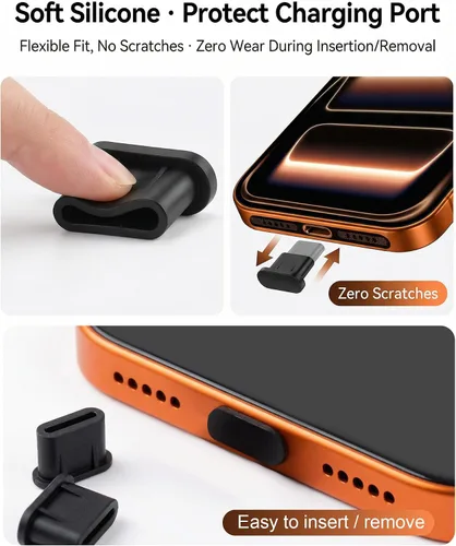 Miniatura 4 de Protectores de puerto USB C para enchufe antipolvo, 20 unidades, con cubierta de altavoz de teléfono, 6 calcomanías compatibles con iPhone 17 Pro