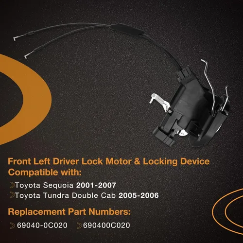 Miniatura 2 de Cerradura de puerta delantera izquierda Actuador de pestillo compatible con Toyota Sequoia 2001-2007, Toyota Tundra Double Cab 2005-2006 Bloque