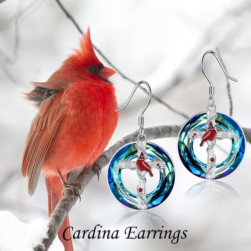 Miniatura 17 de POPKIMI Bonitos aretes colgantes de animales, joyería de animales, regalos de cumpleaños y Navidad para mujeres, aretes de ópalo de cristal de plata