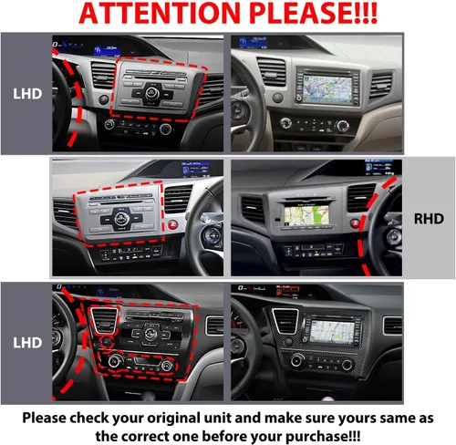 Miniatura 2 de Para Honda Civic 2012-2015 LHD Car CarPlay Android Navegación Automática Estéreo GPS Radio Reverse Cámara Pantalla 9 "IPS Pantalla Táctil Headunit
