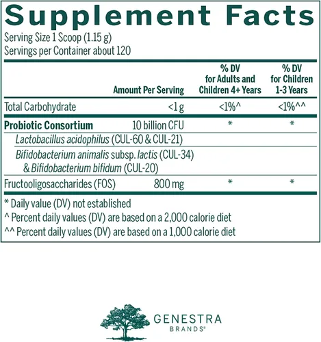 Miniatura 2 de Genestra Brands HMF Super Powder Fórmula probiótica para apoyar la flora intestinal saludable 4.9 onzas