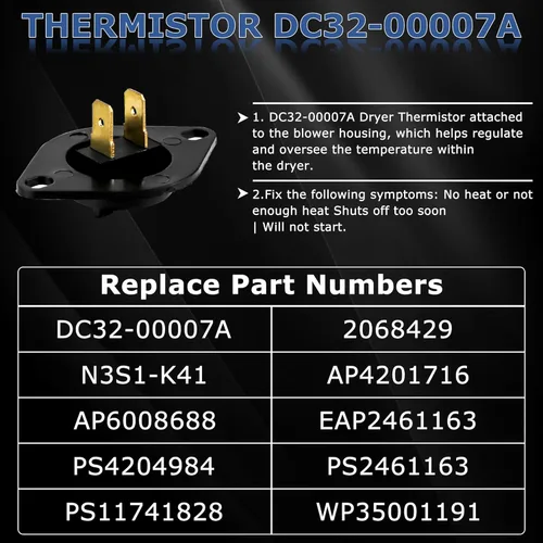 Miniatura 4 de [Actualizado] DC47-00019A Elemento calefactor para Samsung Secadora DV42H5000EW/A3 DV42H5200EP/A3 DV45H7000EW/A2 DV40J3000EW/A2 DVE50R5400V/A3