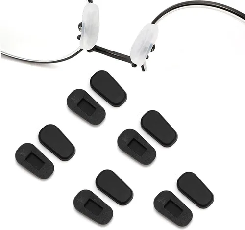 Almohadillas de nariz para gafas, almohadillas de silicona antideslizantes y suaves para la nariz, kit de reparación de lentes (5 pares), negro/L