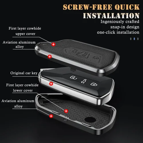 Miniatura 4 de SANRILY Funda para llavero de metal y cuero de alta calidad para VW ID.4 2020 2021 2022 MK8 ID.4 GTX, Skoda Octavia Seat Leon MK4, funda para llave