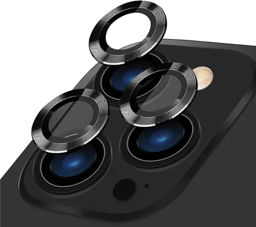 Miniatura 14 de LucBuy Protector de lente de cámara para iPhone 12 Pro Max, vidrio templado HD de alta calidad, aleación de aluminio, anillo individual, película