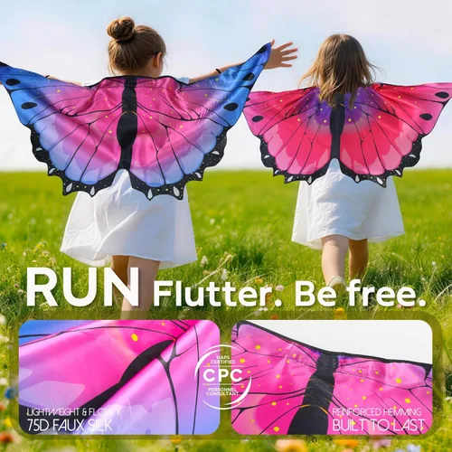 Miniatura 6 de iROLEWIN Alas de mariposa para niñas pequeñas a granel para niñas, alas de disfraces de hadas, juguetes de mariposa, regalos de fiesta, regalos