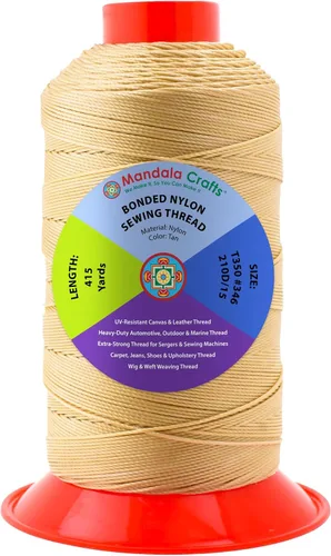 Miniatura 157 de Mandala Crafts - Hilo de nailon para coser cuero, tapicería, mezclilla y para trenzar el pelo; resistente, 1500 yardas, tamaño 69 T70 Marrón