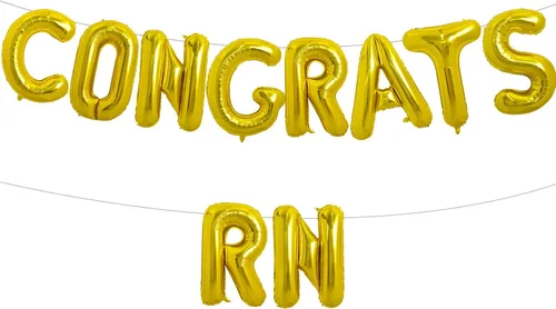 Miniatura 30 de TONIFUL Decoraciones de graduación de enfermeras 2026, globos negros de felicitaciones RN 2026 de 16 pulgadas RN 2026, pancarta de clase de 2026