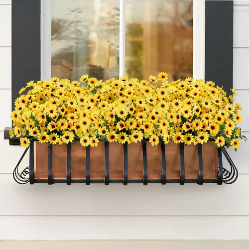 Miniatura 6 de 8 paquetes de girasoles artificiales de seda, mini girasoles de seda, flores amarillas falsas, margaritas gerberas, flores para interiores